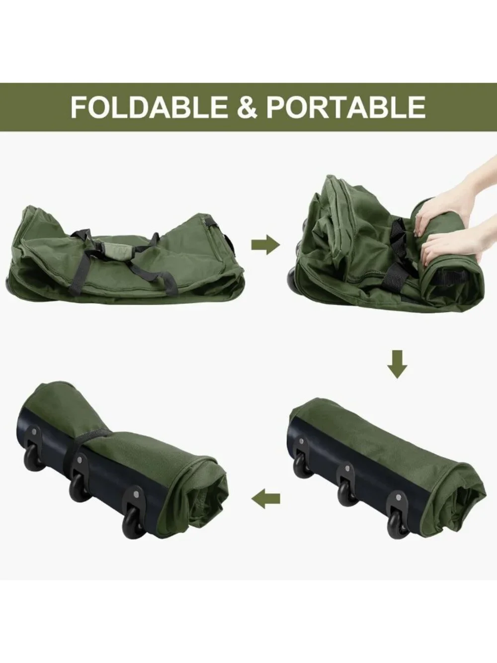 120L Foldable Rolling Duffel Bag with 3 Wheels, Lightweight Travel Bag, Large
